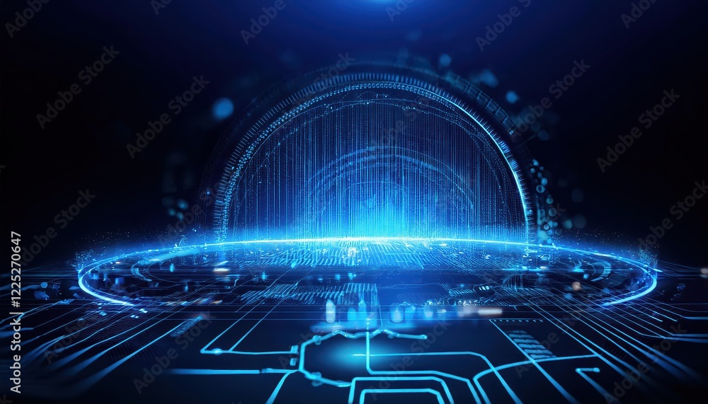 Poster futuristic 3d rendering of big data concept a blue, digitalstyle visualization illustrating a highte