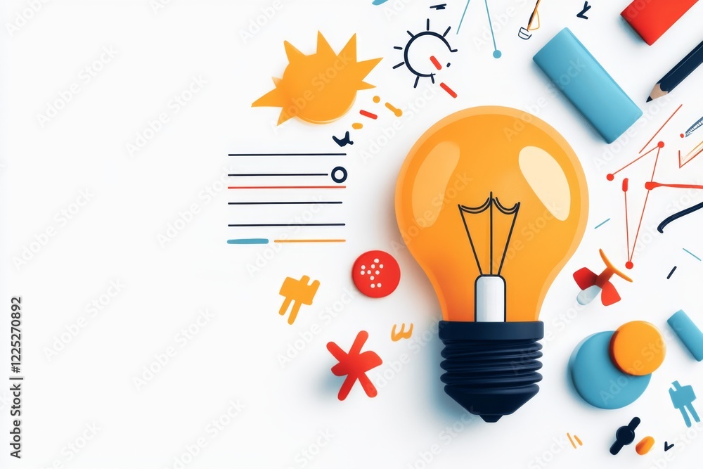 Poster a flat, 2d depiction of a checklist with completed tasks, surrounded by vibrant icons of tools, book