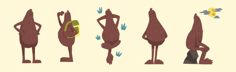 Funny Bigfoot Character Engaged in Different Activity Vector Set