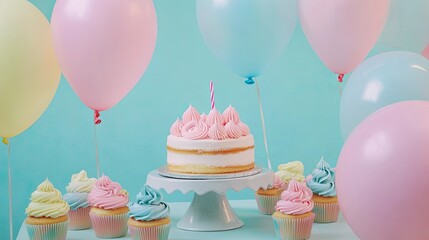 A bright and festive dessert table set up for a celebration,