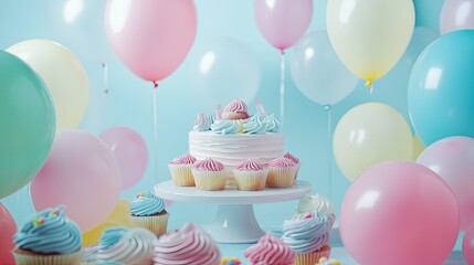 A bright and festive dessert table set up for a celebration,