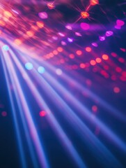 Blurred disco club original laser color lights - View of new scanners generation - Defocused image - Concept of nightlife with cocktails and music entertainment - Warm filter with blurry bokeh