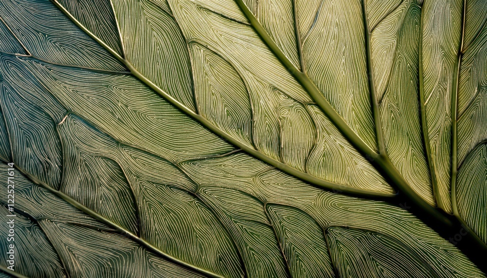 Poster minimalist interstitial leaves structure capturing capillary patterns in a lightfilled background, e