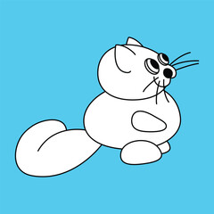 Funny cat. Simple outline illustration.