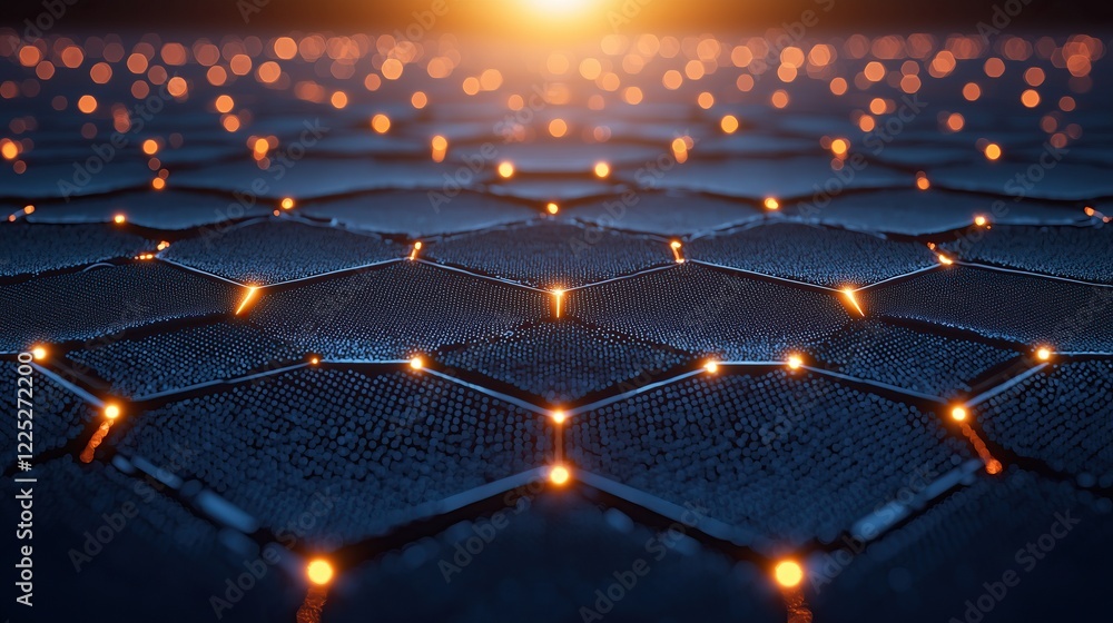 Poster Glowing hexagonal network abstract digital structure Futuristic technology concept