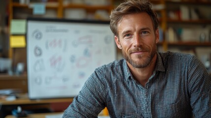 Friendly Mid Adult Professional Man Smiling in a Well-Lit Office Environment