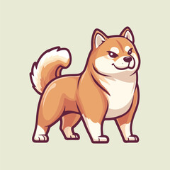 cartoon cute shiba inu dog bodybuilder showing off his strong vector illustration