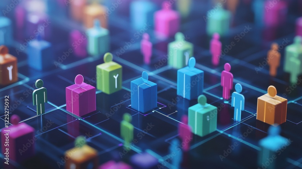 Poster blocks with people icons in a human resource management concept generative ai