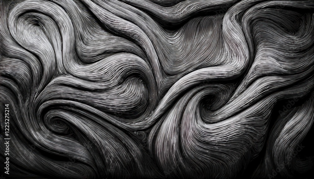 Poster striking black and white abstract finger swirl texture a monochromatic exploration of motion and for