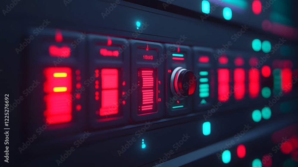 Aufkleber digital control panel with toggles showcasing varying feature states
