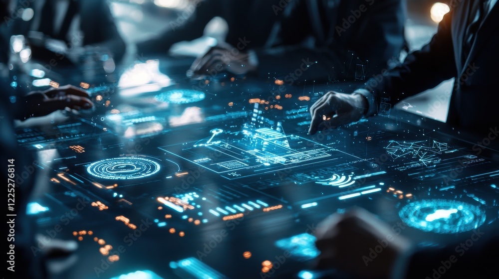 Poster futuristic digital technology interface dashboard with data analytics information