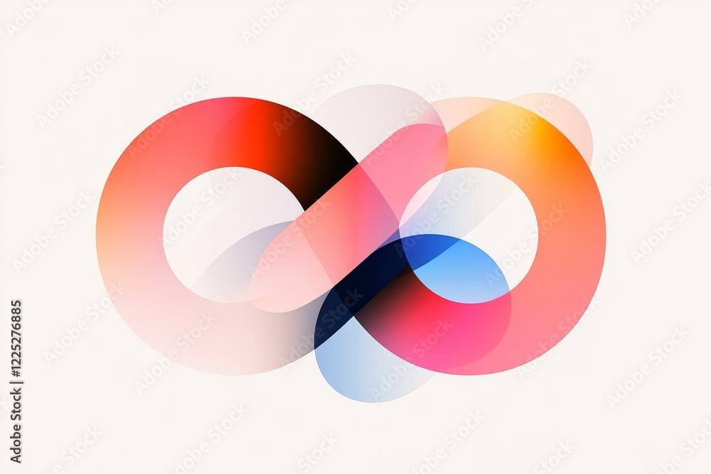 Poster A minimalist illustration of two interlocking circles, symbolizing connection and association, with clean lines and soft gradient colors