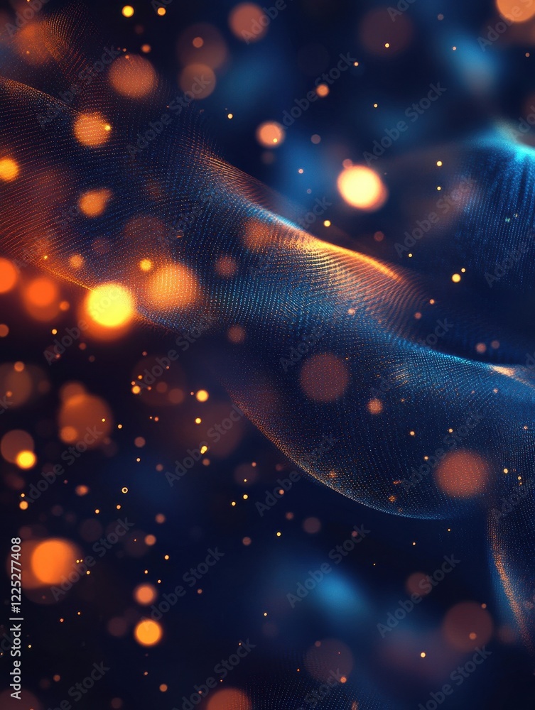 Poster abstract quantum technology background. glowing particles and blurred circles. digital innovation co