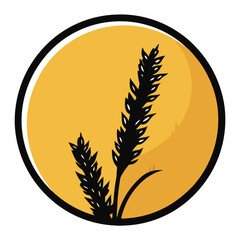 Glossy round button with yellow color and wheat ears silhouette isolated vector illustration  (2)