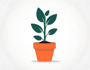 Obraz premium Illustration of plant in a pot, Solid background, flat design, clip art