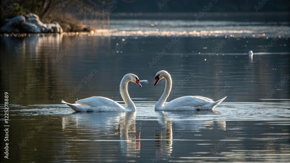 Wall mural swans on the lake