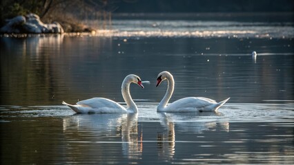 Obraz premium swans on the lake