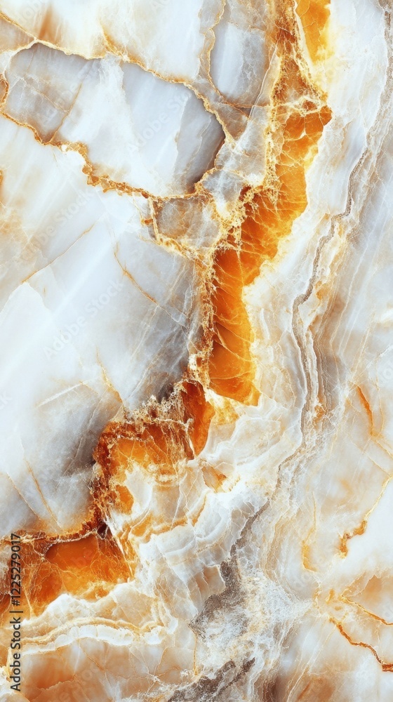 Poster intricate marble texture with swirling patterns of white and amber.