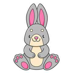 Cute bunny in cartoon style. isolated on white illustration.