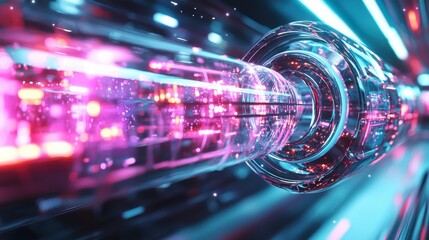 Mesmerizing Digital Vortex of Pulsating Lights and Ethereal Patterns Evoking a Futuristic Sci Fi Landscape