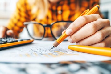 A student using a calculator and graphs during an exam, showcasing the practical application of mathematics