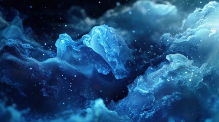 Creative digital blue wave interface on blurry wallpaper. Technology and AI concept. 3D Rendering