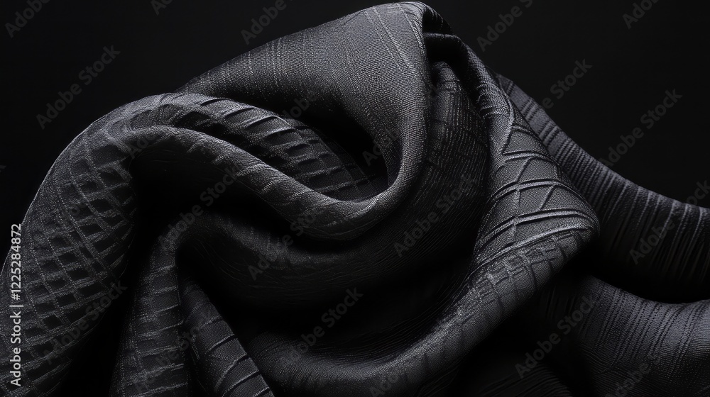 Poster black background, high-quality fabric with an embossed texture and geometric pattern. the material i