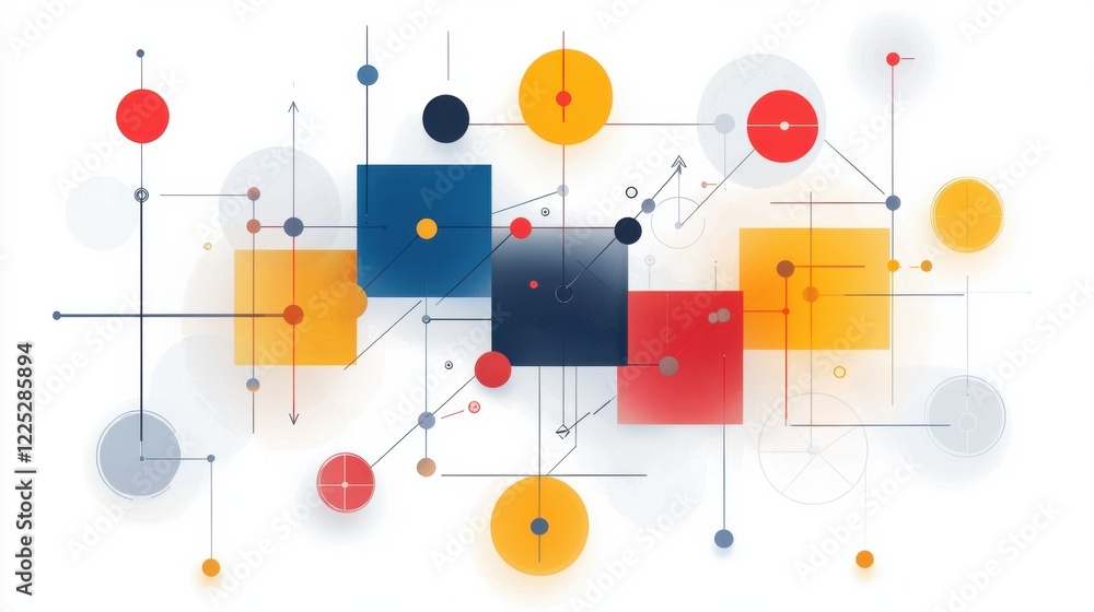 Aufkleber vibrant geometric abstract art with interconnected shapes and colorful patterns