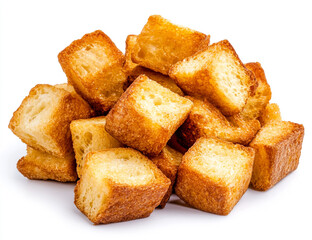 Croutons on White Background - Ideal for Food Blog and Recipe Websites