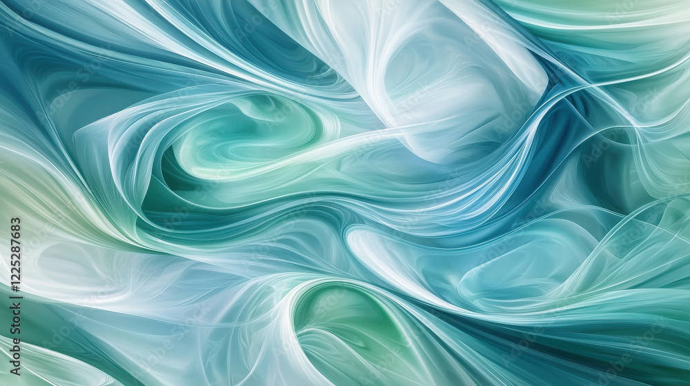 Poster fluid abstract design featuring swirling waves in vibrant colors and soft textures