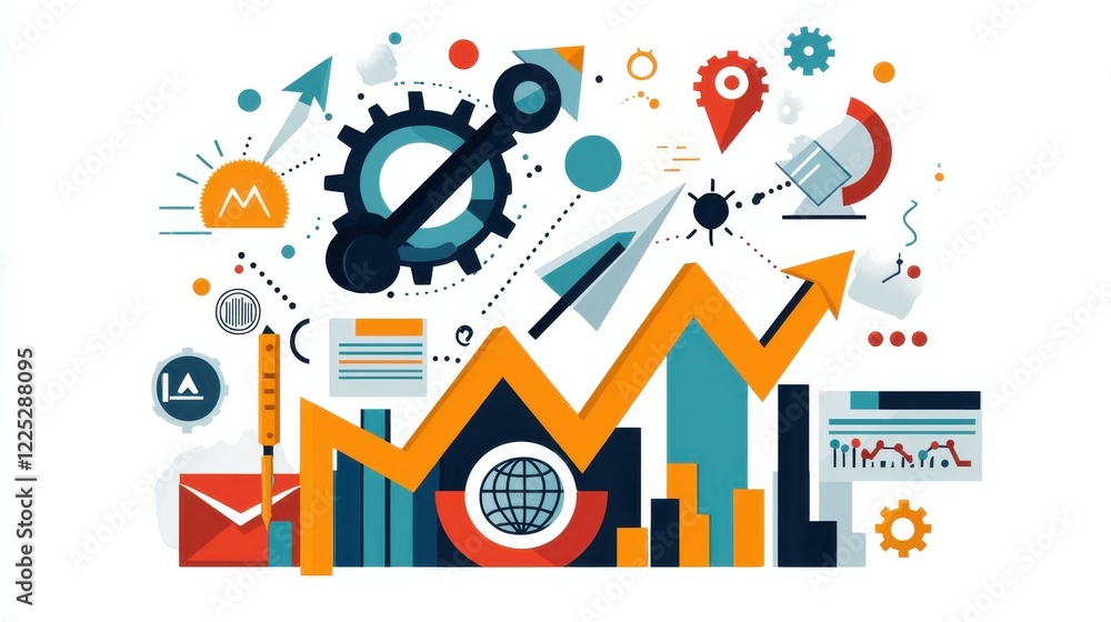 Poster optimizing business strategy and growth with data driven analytics and innovative technology