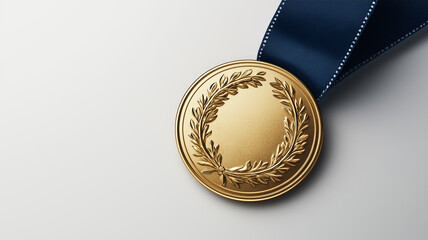 ブルーリボン付き金メダルのクローズアップ
