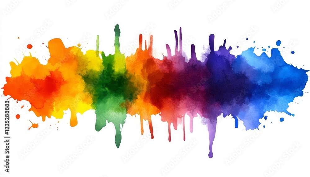 Poster vibrant watercolor splash background with colorful rainbow gradient and copy space for text overlay