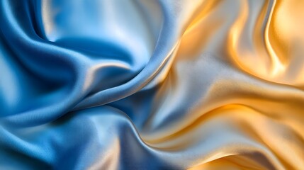 Obraz premium Smooth Fabric Texture in Blue and Yellow Color Flowing Elegantly