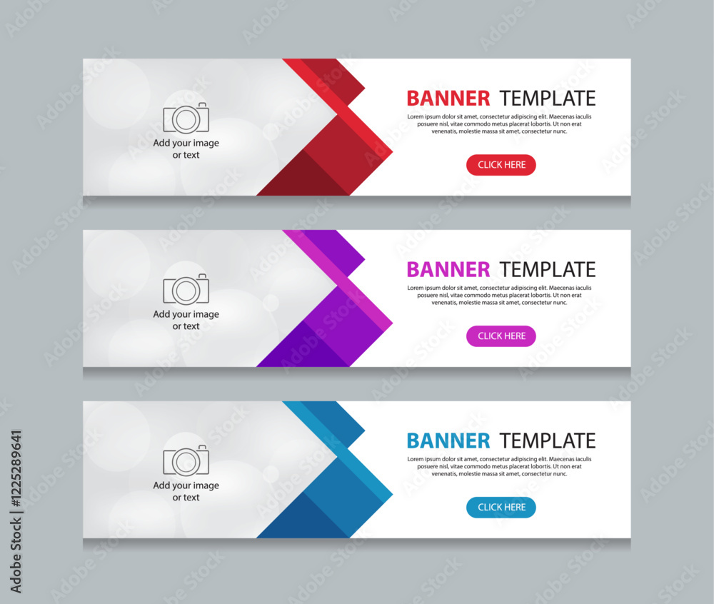 Poster Set of horizontal abstract web banner design template background gradients color. Suitable for web ads. Vector illustration with Space to add pictures.