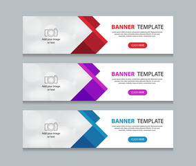 Set of horizontal abstract web banner design template background gradients color. Suitable for web ads. Vector illustration with Space to add pictures.