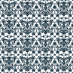 Traditional Ornamental Tile Pattern with Decorative Floral Arrangements