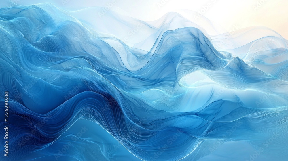 Aufkleber undulating blue waves capture the essence of serene waters, harmonizing with gentle light that fills