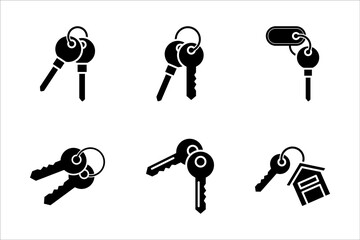 Key icon set, Key symbol on white background.