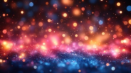 Red Pink Blue Glitter Lights Bokeh Background
