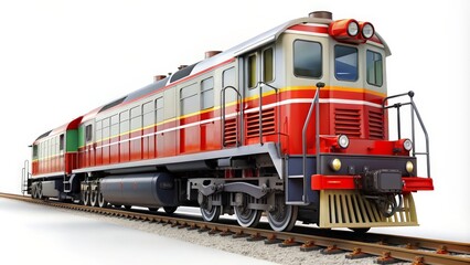 Fototapeta premium Red and White Passenger Train on Tracks