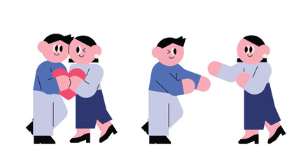 Cute Couple in Love. Young couple. Flat illustration. Newlyweds. mom and dad