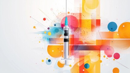 Obraz premium Vibrant Explosion of Color and Shapes in a Dynamic Digital Abstract Art Design