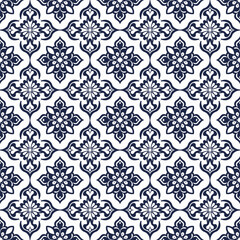 Classic Ornamental Tile Pattern with Elegant Floral Motifs