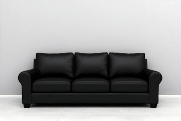 Fototapeta premium Black Leather Sofa 3D Render