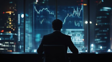 Businessman analyzing profit margins with investment graphs risk management