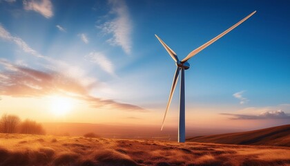 wind turbine at sunset