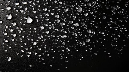 Fototapeta premium Water droplets on black surface