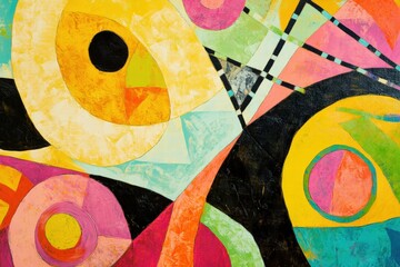 Fototapeta premium Abstract art piece featuring vibrant colors and geometric shapes, ideal for creative projects, interior design, and artistic inspiration in contemporary spaces.