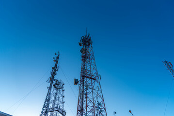 Obraz premium Telecommunications and Internet data transmission towers